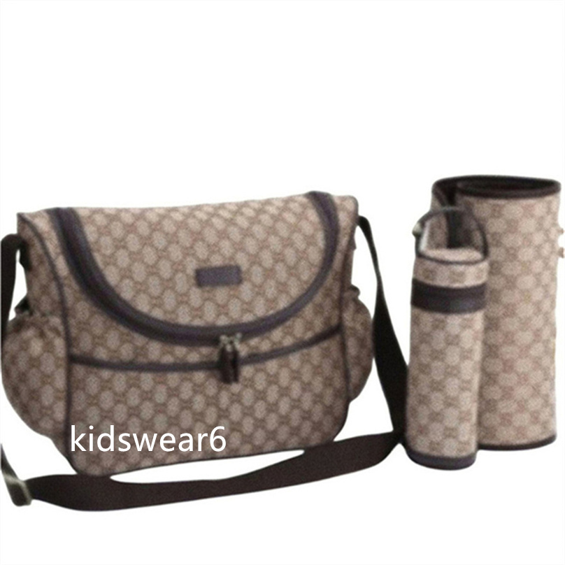 Designer diaper Waterproof Mom Bag 3 set Diaper bag Baby Zipper Brown plaid print a57