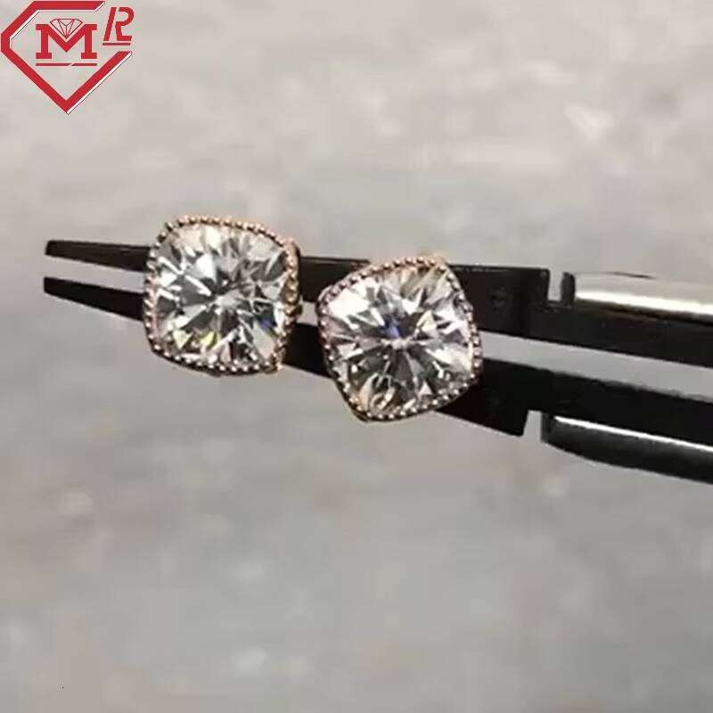 Classic Stud Men Women 14k Gold Screw Back 2ct Custom Moissanite Earrings