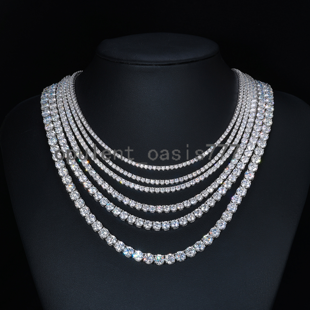 Fine Jewelry Hip Hop White Gold 925 Sterling Silver VVS Moissanite Diamond Cluster Tennis Chain Bracelet Necklace for Men Women