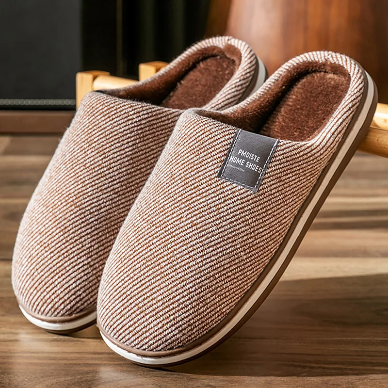Trend Men Slippers Winter Warm Cotton Slippers Male Flats Soft Non-slip Slides Household Indoor Slippers Large Size 40-51 250716