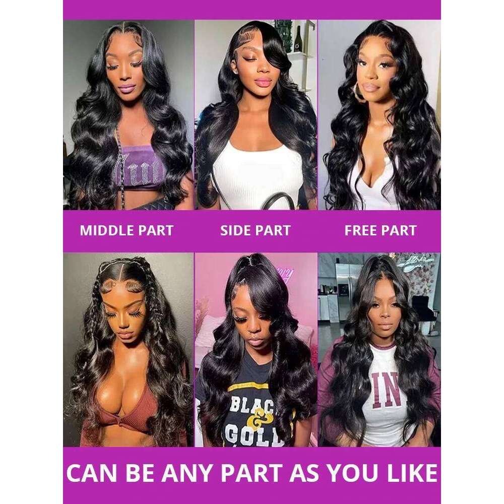 200 250 Density Brazilian Glueless 13x6 13x4 Body Wave Wig Front 30 40 Inch Human Hair Pre Plucked HD Lace Frontal Wigs