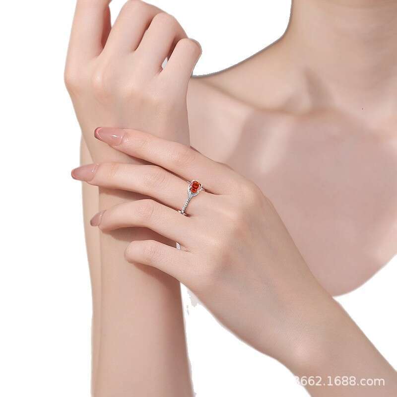 Pigeon Egg Color Treasure Ice Flower Cut Ring Fashion Simple Sparkling Transparent High Carbon Diamond Live Streaming b61