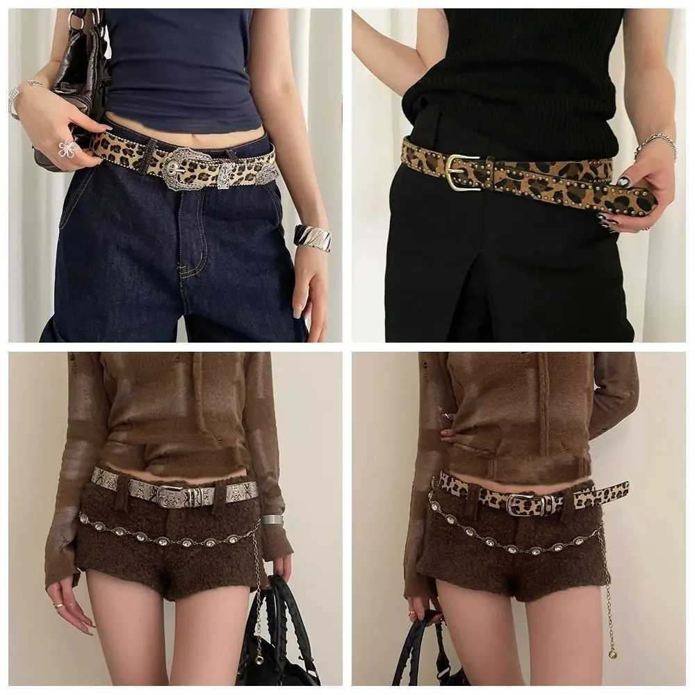 Fashion Designer Rivet Waist Belt Gothic Punk Style Leopard Print Belt American Y2K Womens Waist Belt Streetwear W250717