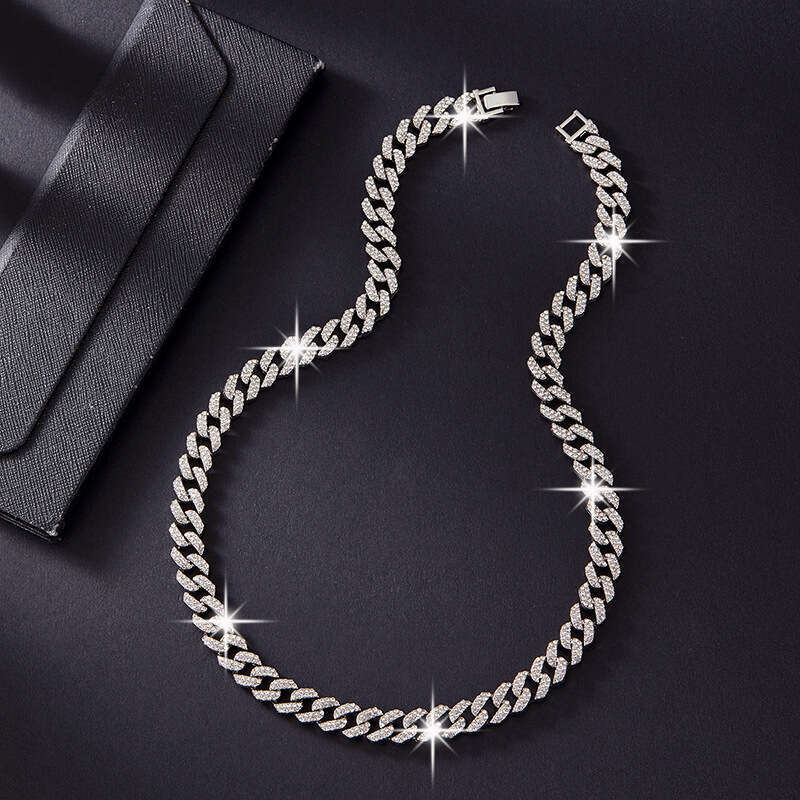 Style Necklace Personality Double Row Dia Alloy 10mm Hip-Hop Jewelry Hot Item