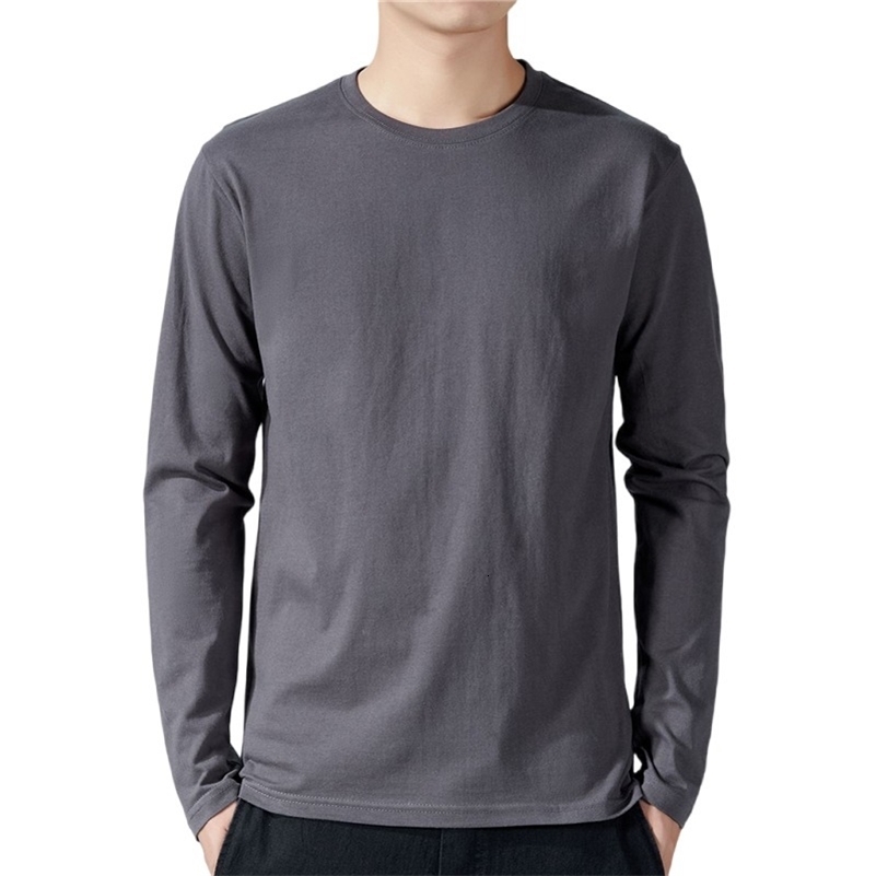 T Shirt For Men Cotton Long Sleeve Tshirts Solid Color Mens Clothing Full Length Spring And Autumn Undershirts y250707