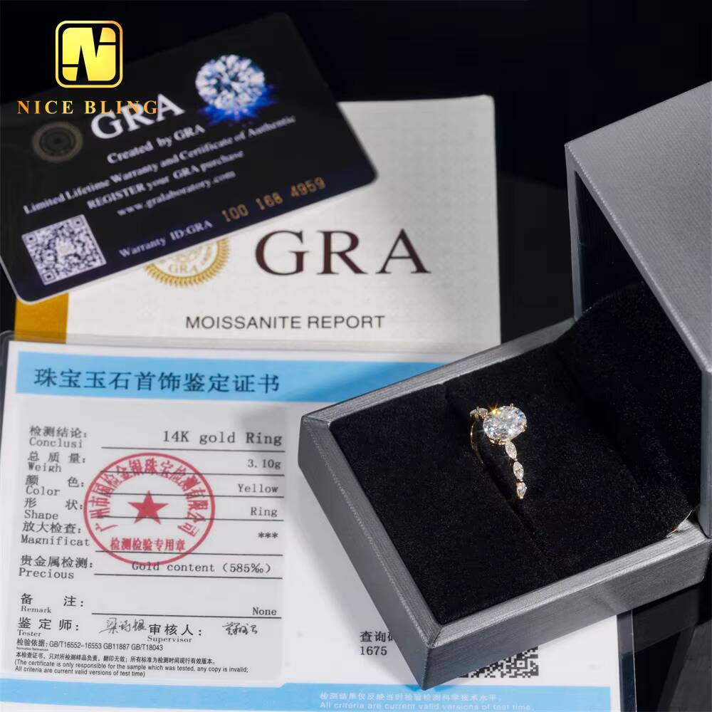 Trendy Oval Marquise Cut Diamond Wedding Rings Women 14K Yellow Gold VVS Moissanite Engagement Ring for Women