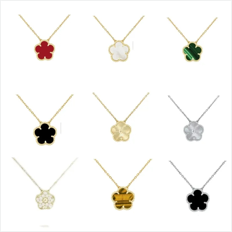 15mm Clover Necklace Fashion Classic Jewelry Chain 18K Gold Agate Shell Mother-of-Pearl Four leaf Necklaces for Women Charm Chain Wedding Mother' Day Jewlery Girl Gift