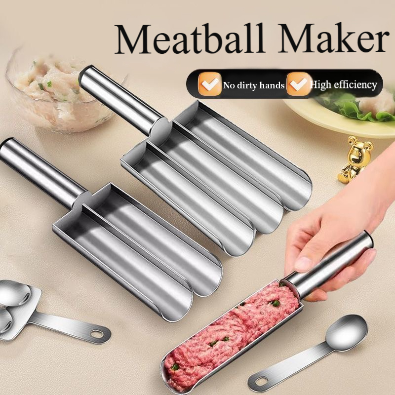 Three-tube meatball maker, 304 stainless steel, household fish ball and shrimp paste mold, rice ball and meat filling cooking scoop