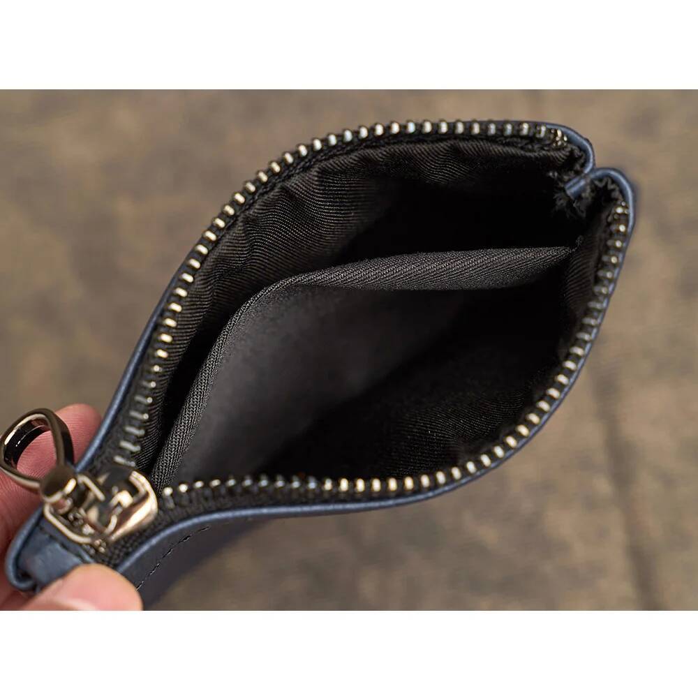 Men's Genuine Leather Coin Purse Men Wallets Retro Head Layer Cowhide Card Bag Handmade Zipper Wallet Car Key Case