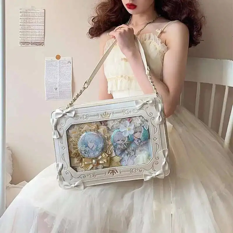 Lolita Women Ita Bag Ctue Girl Transparent Shoulder Bag JK Uniform Subculture Kawaii Bow Crossbody Bag DIY Display Messenger Bag 250714