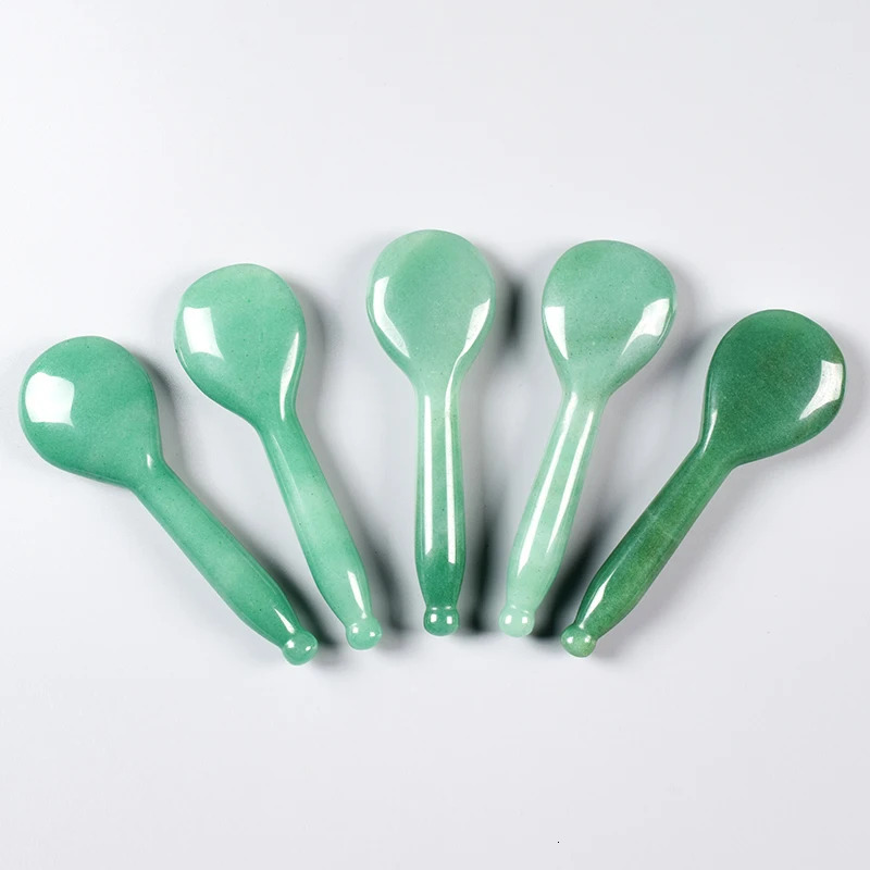 Jade Massage Wand Spoon Gua Sha Tool Acupoint Pen Health Care Natural Aventurine Stone Healing Massager Meridian Face Skin Care 250716