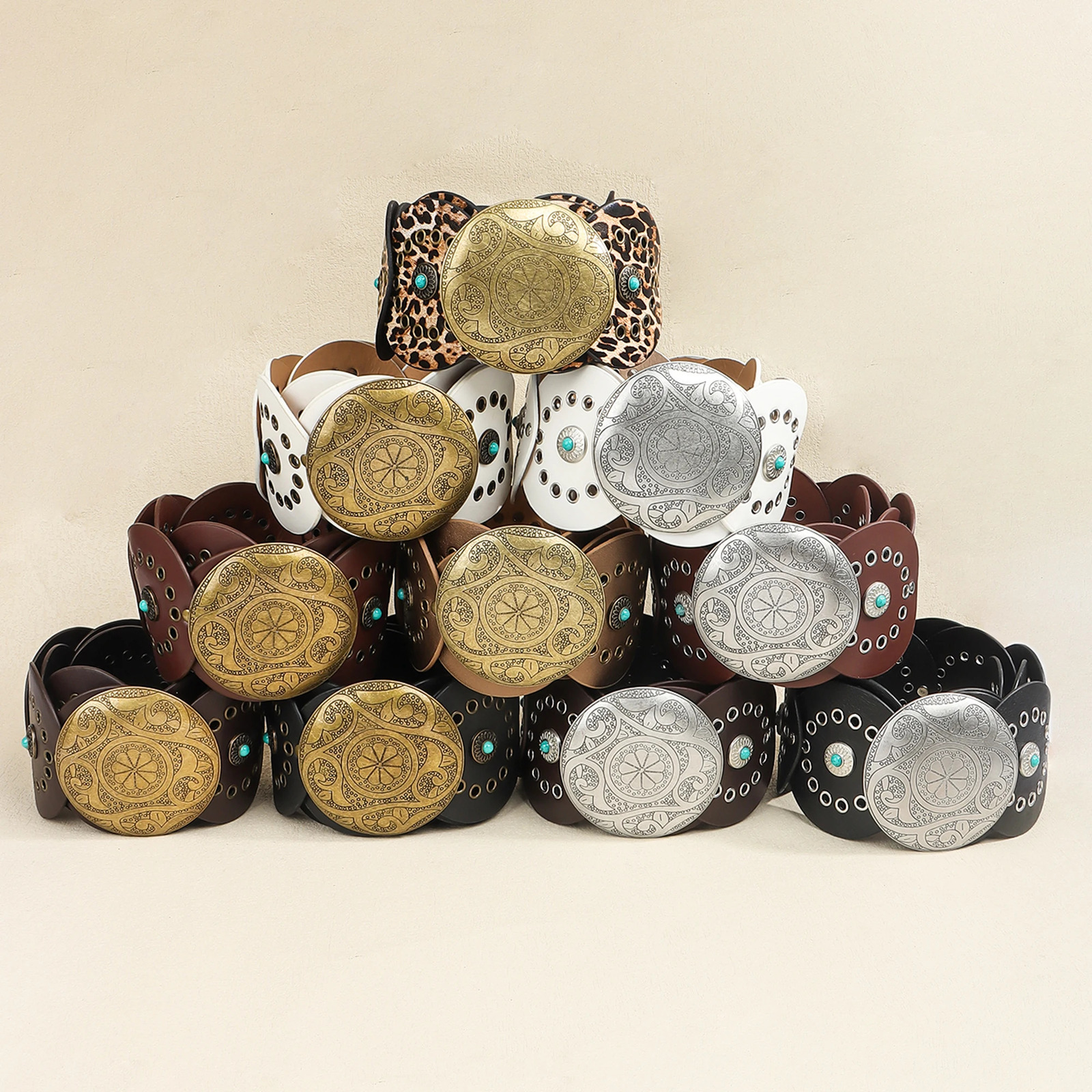 vintage Western Boho chic belt female rivet waist cover with dress skirt y2k belt wide one dress 250717