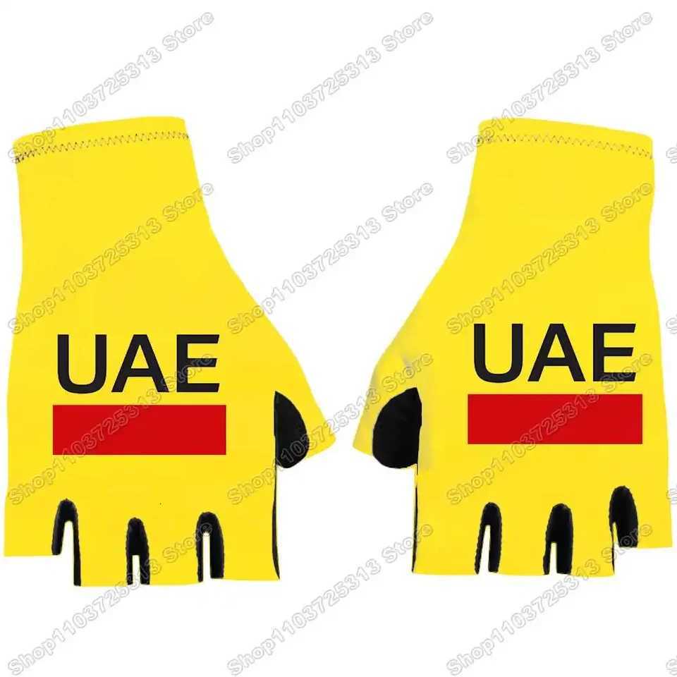 2025 UAE Team Cycling Gloves Tadej Pogaar Mountain Bike Half Finger Glove Cycling Jersey Road Bicycle Non-slip Sports Gloves S250716