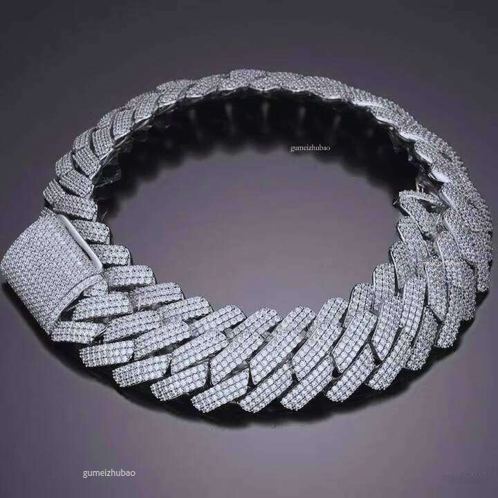 Top jewelry necklace bracelet8mm 10mm 12mm sterling Sier Necklace Gold Plated Iced Out Hiphop Spring Clasp Moissanite Dia Cuban Link Chain