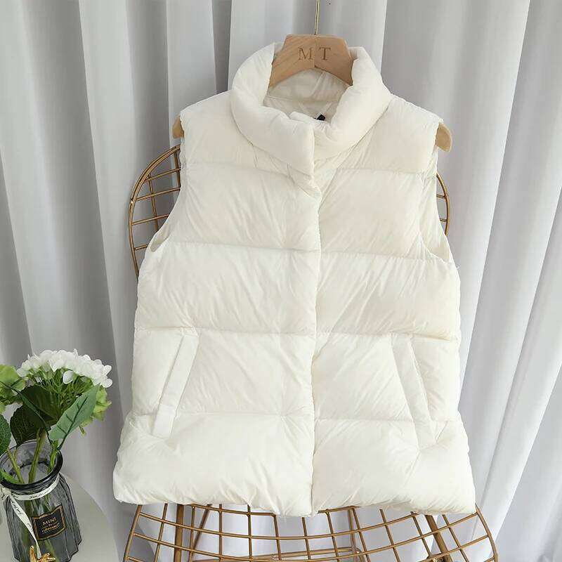Janveny Winter Autumn Women Ultra Light Vest Casual Slim Waistcoat 90% White Duck Down Gilet Female Puffer Jacket Plus Size MDNG