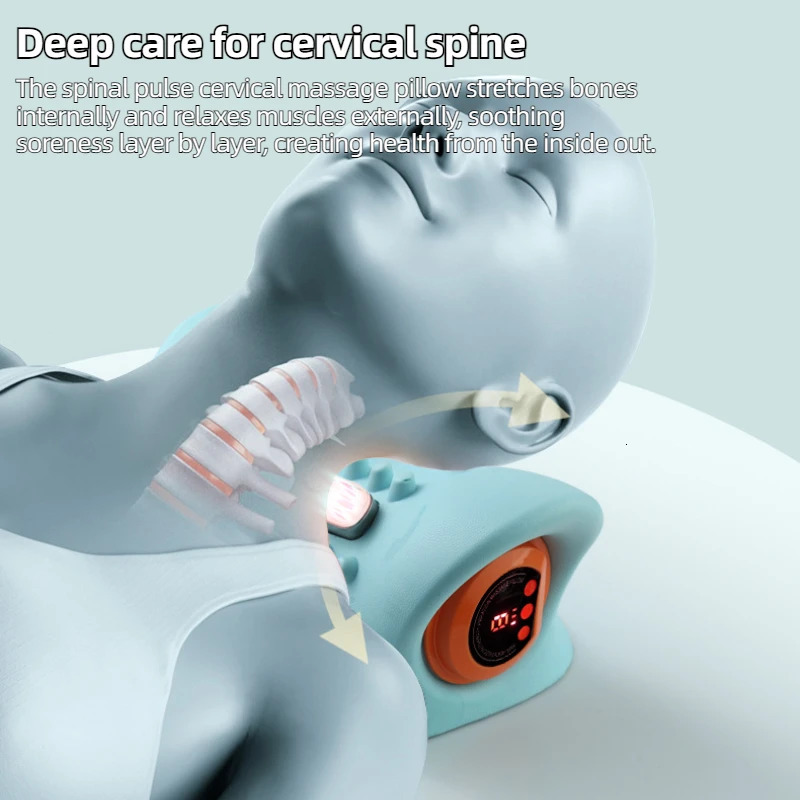 Electric Neck Stretcher Pulse Cervical Traction Relax Heating Cervical Chiropractic Traction Pillow Neck Head Acupoint Massage 250716