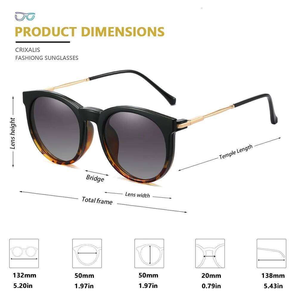CRIXALIS Round Custom Prescription Glasses Frames Women Fashion Trend Magnetic Polarized Sunglasses Clip Ladies Eyewear Female