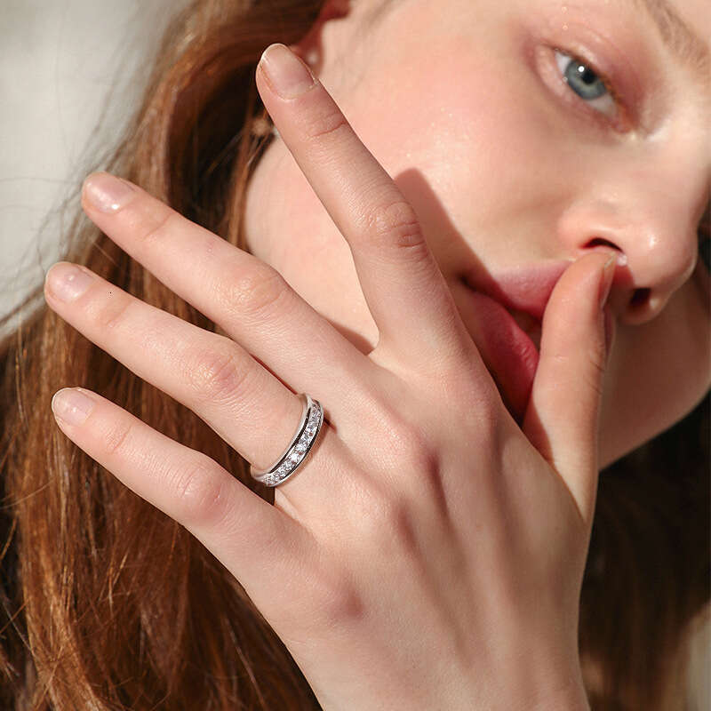 Hearts Eight Arrows Moissanite D Color Fashion Versatile Ins High-End Feel S Sterling Silver Band Ring For Women Ae2