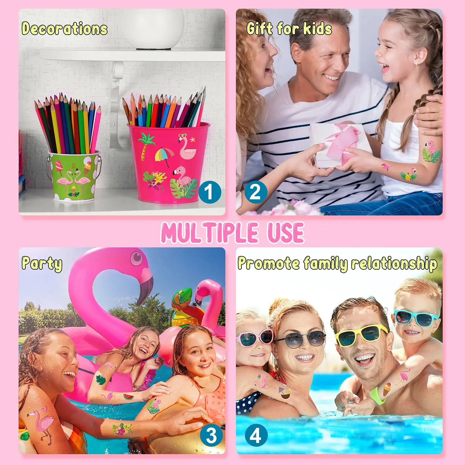 10 Sheets Temporary Tattoos Waterproof For Summer Pool Party Beach Activities Gifts Holiday GameArm Leg Shoulder 250714