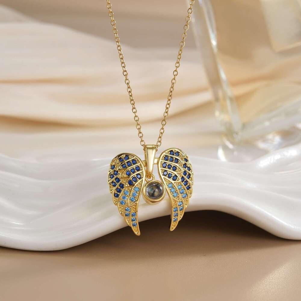 New Angel Wings For Women DIY Photo Projection One Hundred I Love You Language Pendant Necklace 9B4