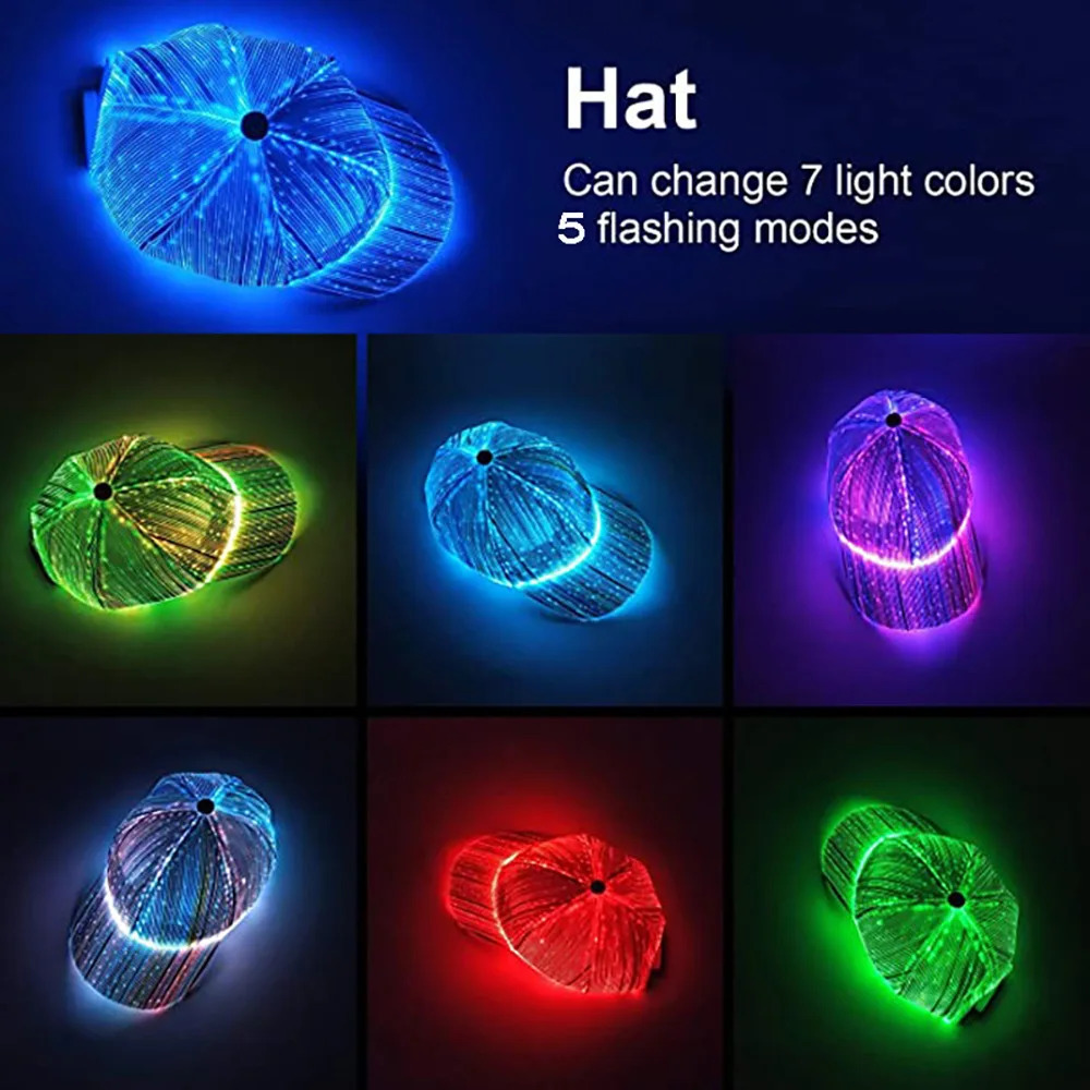 LED Fiber Light Baseball ed Outdoor hat Sun Protection Performance Cap Fashion Trend Leisure Night Light Party Glowing M30 250712
