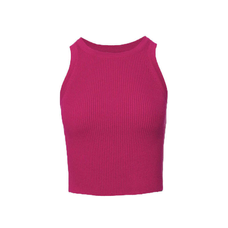 Knitted For Women Summer Solid Color Slim Fit Ribbed Inner Top Short Y2k Vest B5