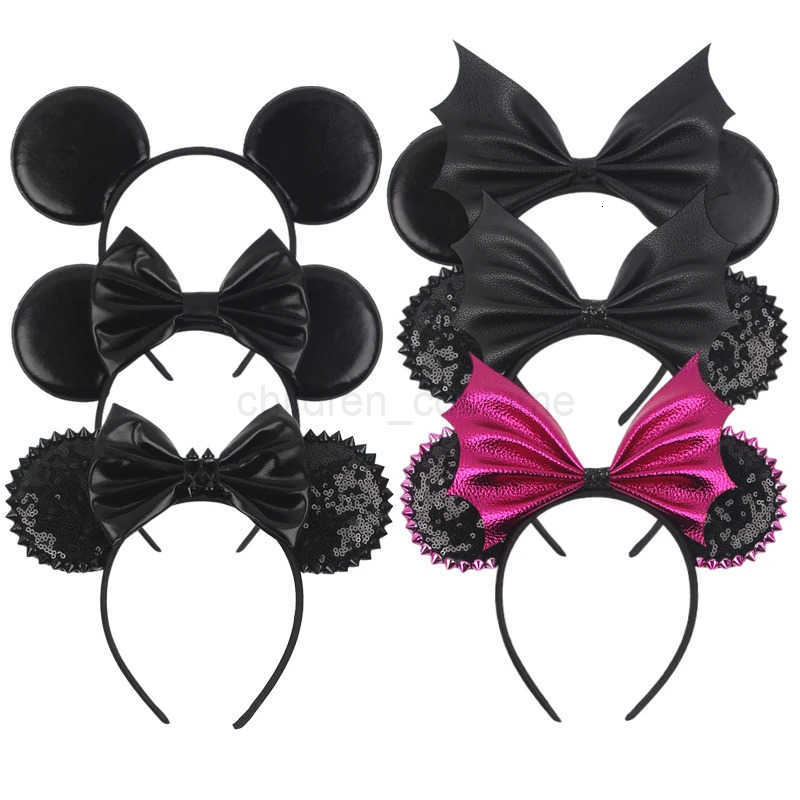 Disney New Halloween Mouse Ears Headband for Girls Women Sequin 5 Bow Hairband Girls Party Festival Gifts DIY Cosplay Hair Accessories W250717