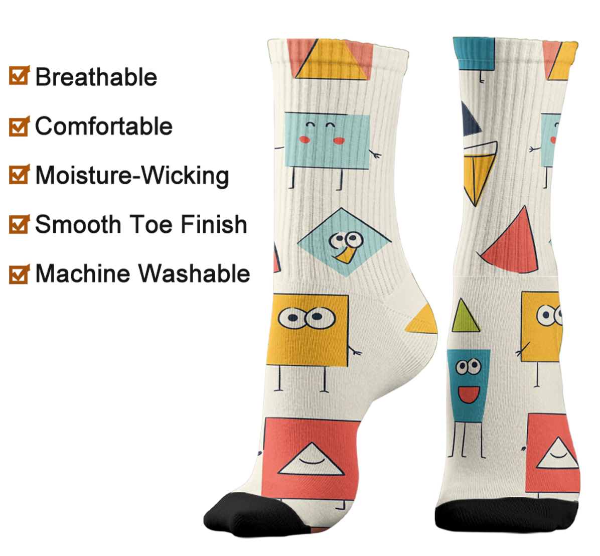 Cute Geometric Character fashion tube unisex Socks: Trendy Fun Vibes