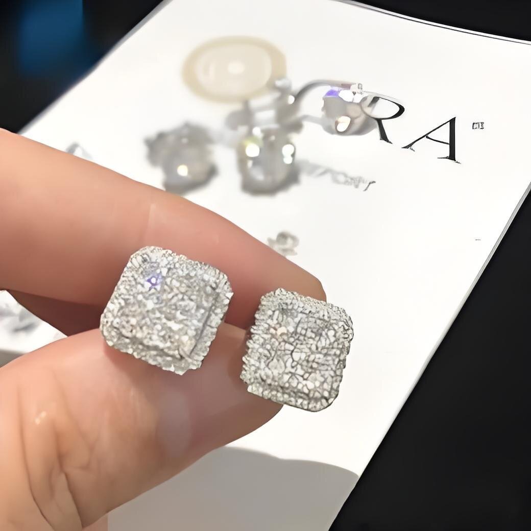 Custom Fashion Finey Jewelry Sterg Sier Earrings Ice Out Vvs Moissanite Dia Earring for Woman Free shipping