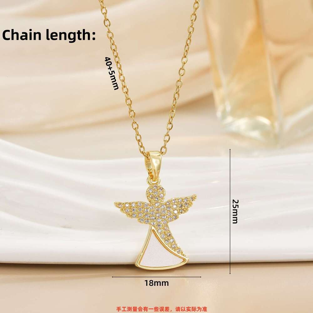 Hot Selling Jewelry Inlaid Angel Necklace For Women Versatile Light Niche High-End Titanium Steel Non-Fading Collarbone Chain 781