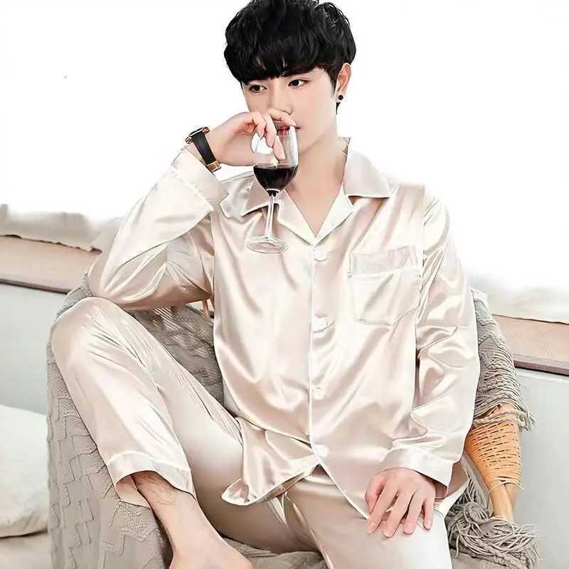 Luxury Mens Pajamas Set Long Sleeve Bamboo Silk Sleepwear Lightweight Home Loungewear Premium Nightwear M-5XL W250717