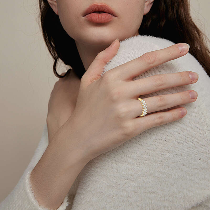 Four-Leaf Clover D Color Sparkling Moissanite S Sterling Silver Ring Niche High-End Feel Adf