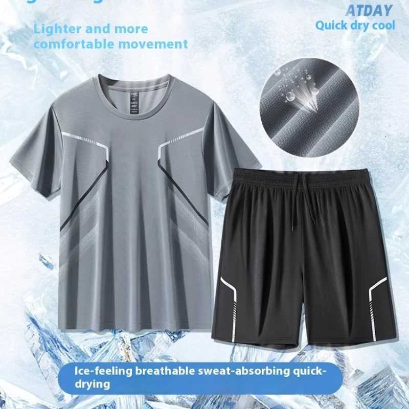 Sportswear Suit Mens Running Short-Sleeved Ice Silk Summer Speedos Basketball Uniform Fitness Clothes Shorts Summer Pajamas W250717