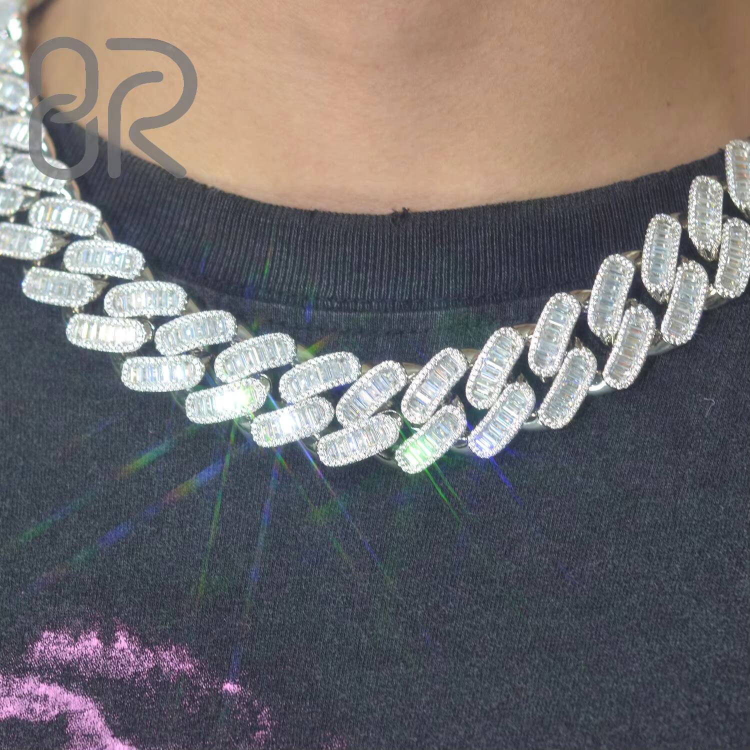 15Mm 18 VVS Moissanite Necklace High Quality 925 Sterling Silver Cuban Link Chain Hip Hop Jewelry