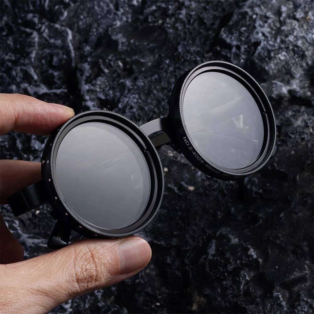 KLASSNUM New ND Filter Sunglasses ND9 Adjustable Polarized Dimming Sun Vintage Round Frame Glasses Men Fishing Driving