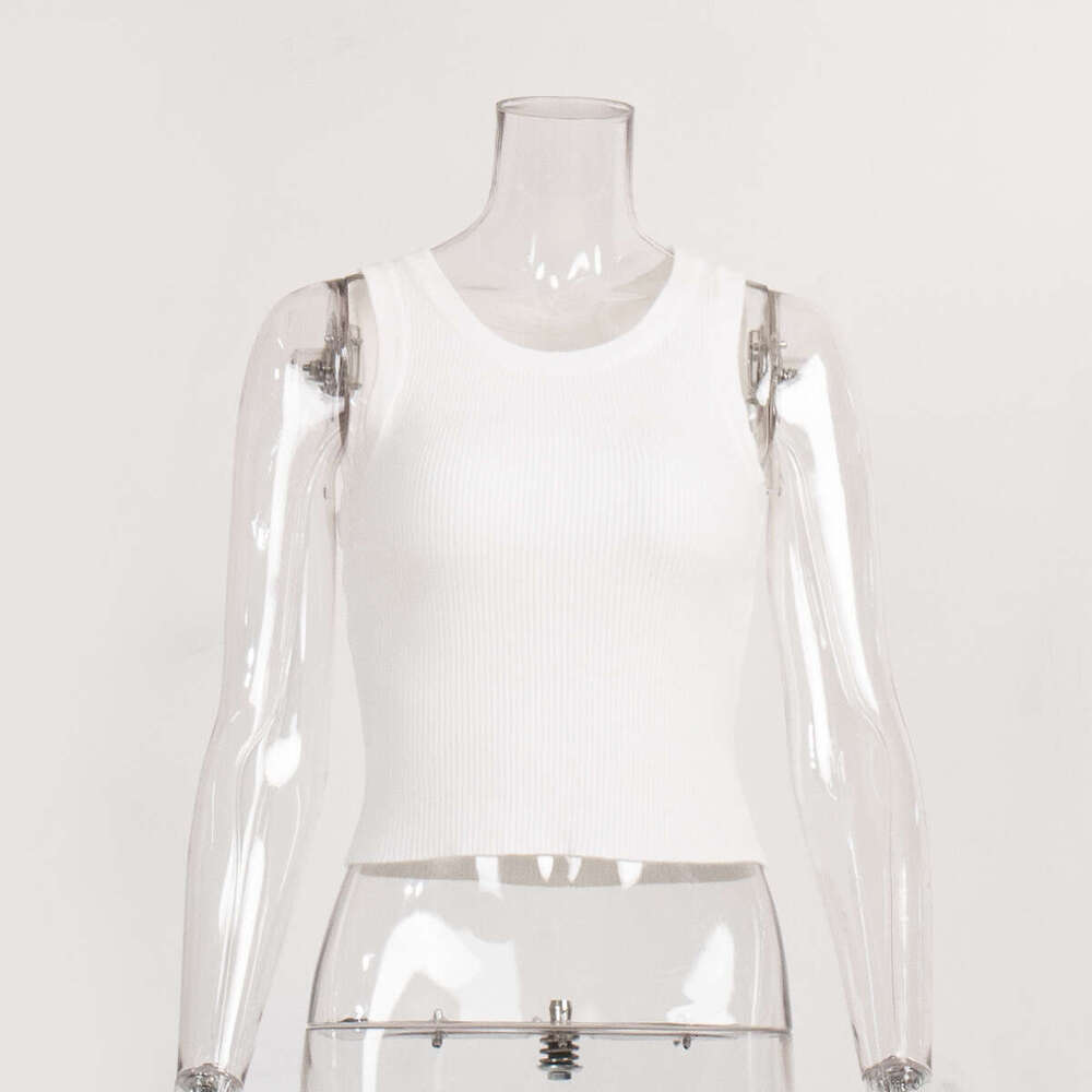 Knitted For Women Summer Solid Color Slim Fit Ribbed Inner Top Short Y2k Vest B5