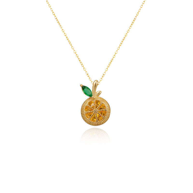 Titanium Steel Non-Fading Fresh Pendant Lemon Necklace Light Elegant Versatile Small Design Collarbone 2023 New Model 5D2