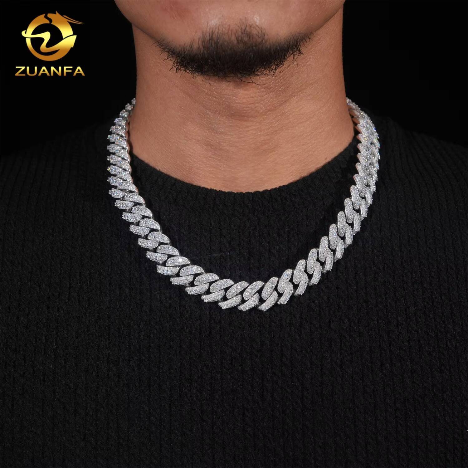 Fine Jewelry High Quality 925 Silver Hip Hop Mens Iced Out Luxury 16mm Moissanite Cuban Link Chain