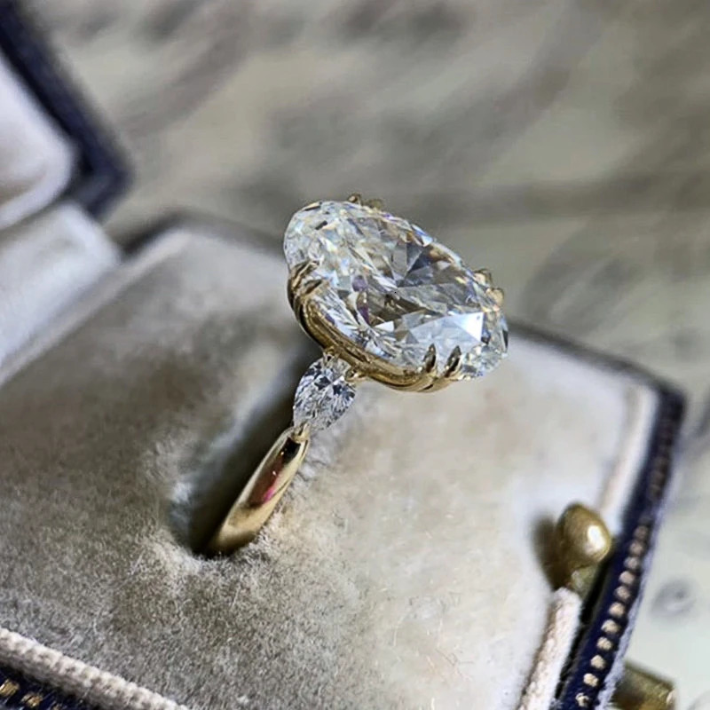 CAOSHI Dainty Womens Finger Ring with Oval-shaped Crystal Delicate Vintage Style Accessories Temperament Lady Wedding Jewelry 250716