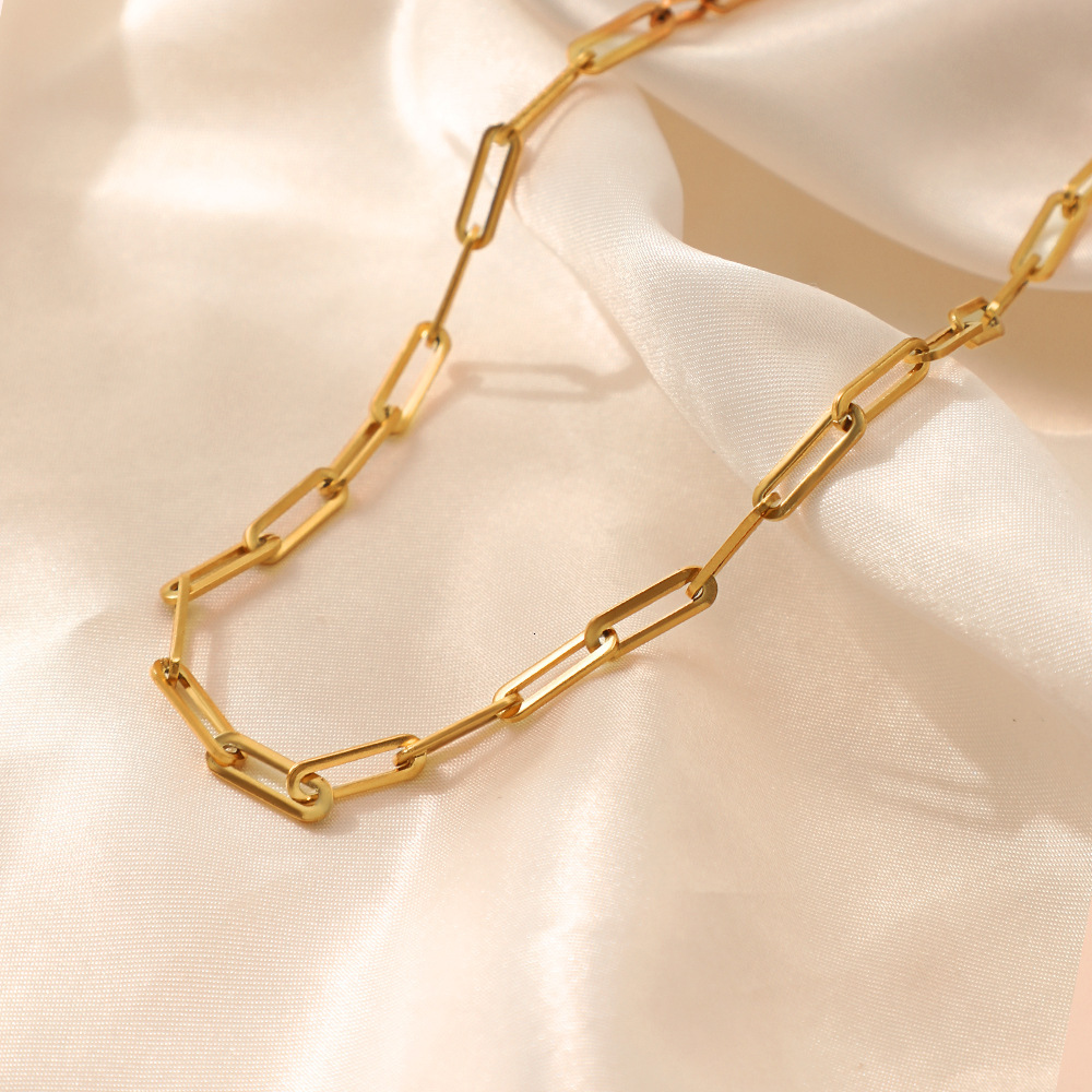Titanium Steel Necklace for Women Simple Stainless Steel Chain Necklace Gold-Plated Clavicle Chain Choker