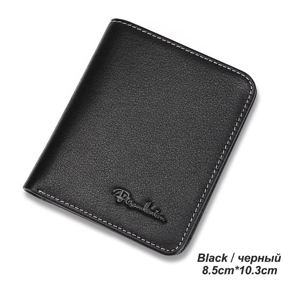 BISON DENIM Wallets Black Genuine Leather Purse For Men Business Card Holder Mens Wallet Mini N4429 ddmynov