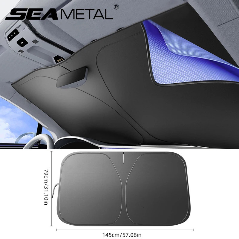SEAMETAL Car Windshield Sun Shade Cover Black Glue Coating Sunshade Foldable Thicken Front Window UV Refletive Protection Cover 250715