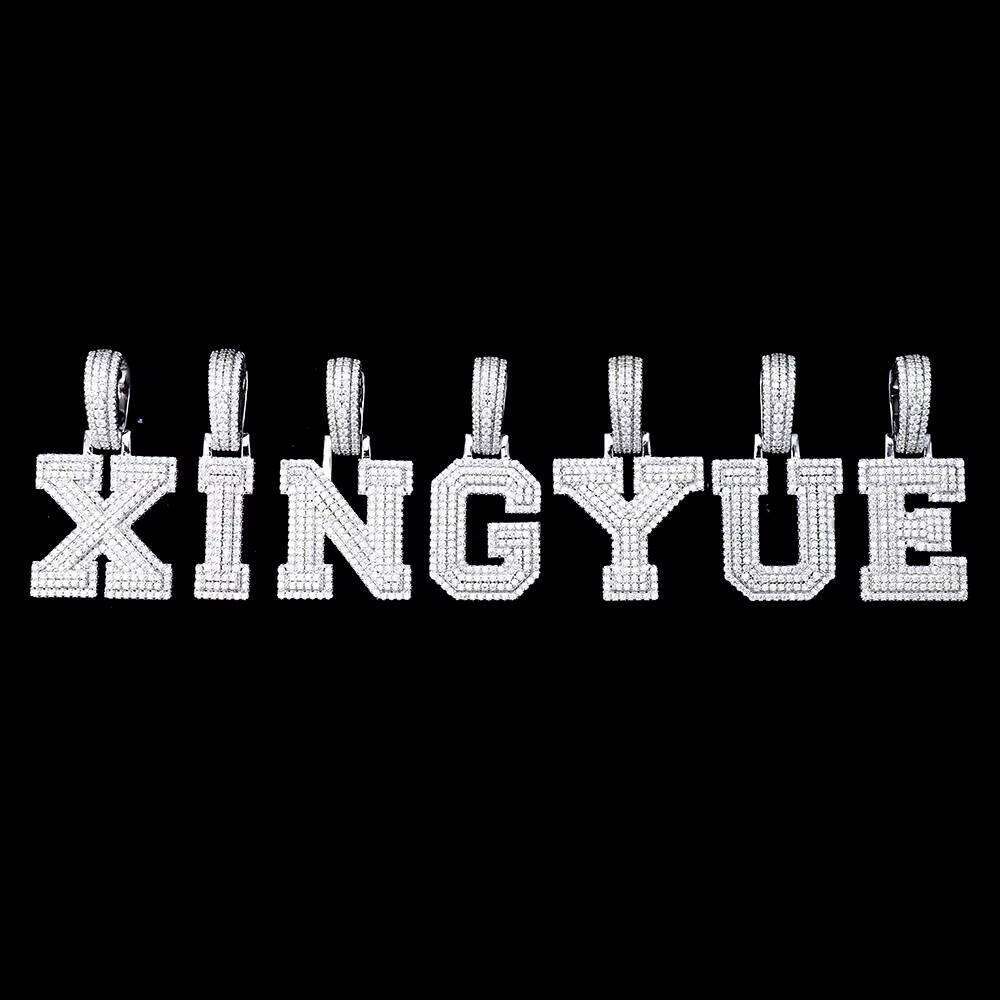 Wholesale Hip Hop Jewelry Iced Out Sterling Sier Vvs Dia Mossanite Moissanite A-Z Initial Letter Pendant for Men Chain