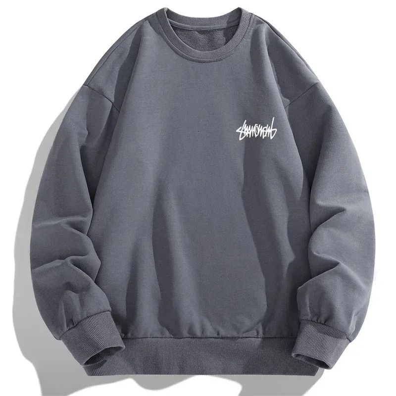 2025 Spring Autumn Men Casual Sweatshirts Harajuku Loose Streetwear Tops O Neck Pullover Hoody Solid Mens Sweatshirts S-3XL 250707