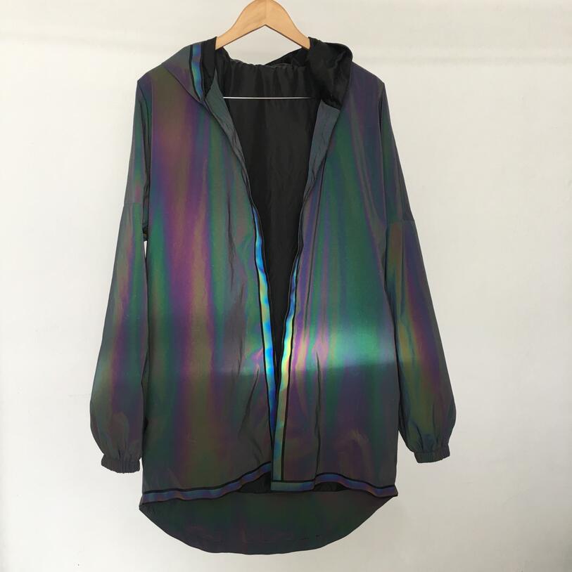 Men's Hoodies Sweatshirt Colorful Reflective Trench Loose fitting Hip Hop Style Pullover Fashion Leisure Sports