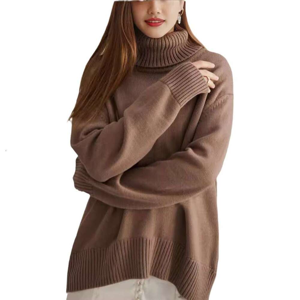 Russian Solid Color Women's Knitted Pullover Turtleneck Sweater Loose Fit 066 B5