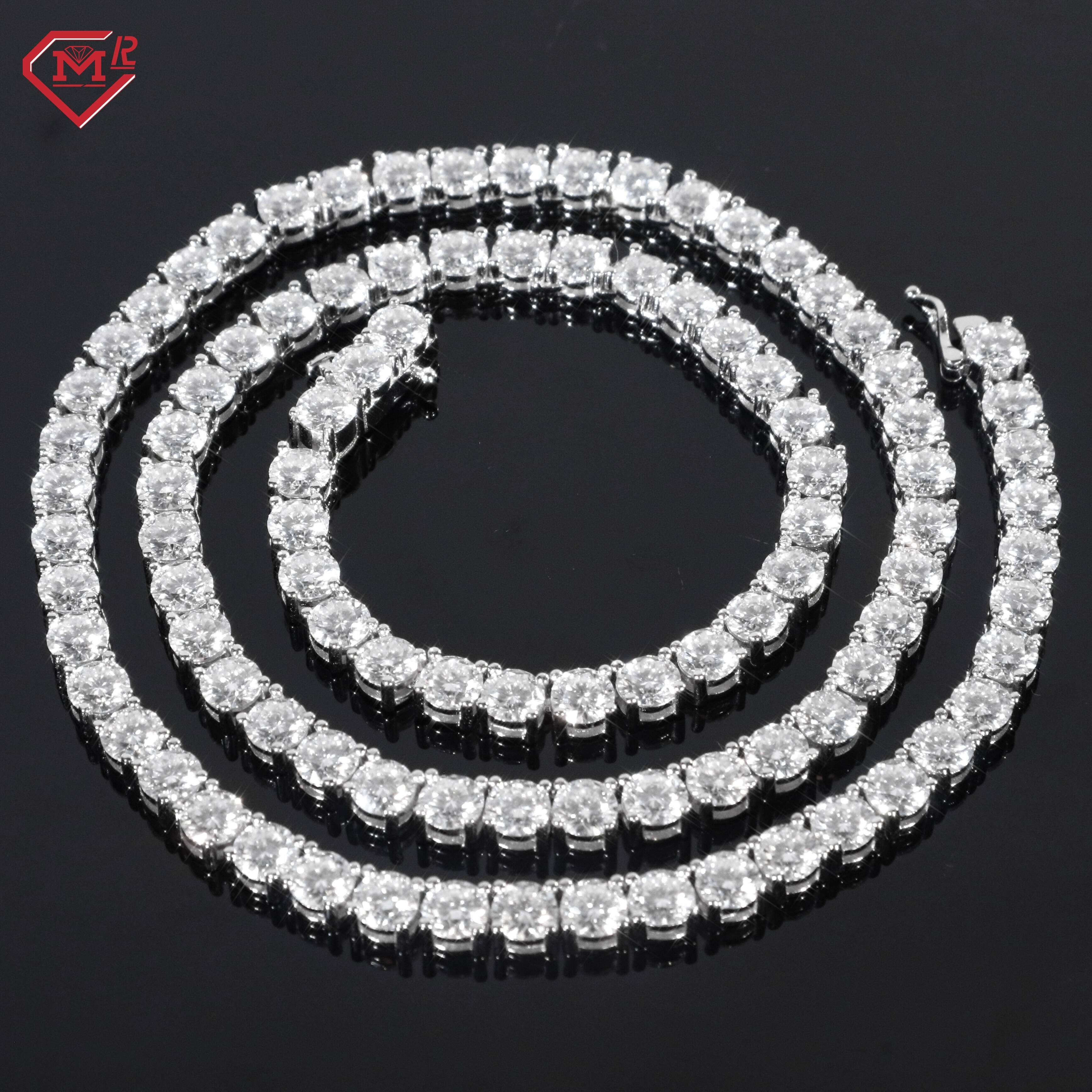 Super Iced Out Tennis Chain Hiphop Small Size Gold Plated 3mm 925 Sterling Silver Moissanite Tennis Chain