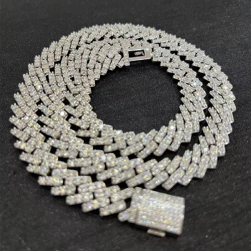 8mm Prong Cuban Chain VVS Moissanite Iced Out 925 Solid Silver 18-26 Inch Available in Best Prices