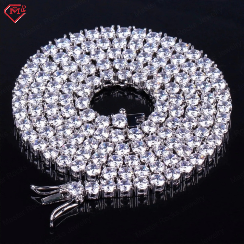 3MM 4MM 5MM Tennis Chain 925 Silver VVS Iced Out Diamond Hip Hop Style Moissanite Tennis Chain