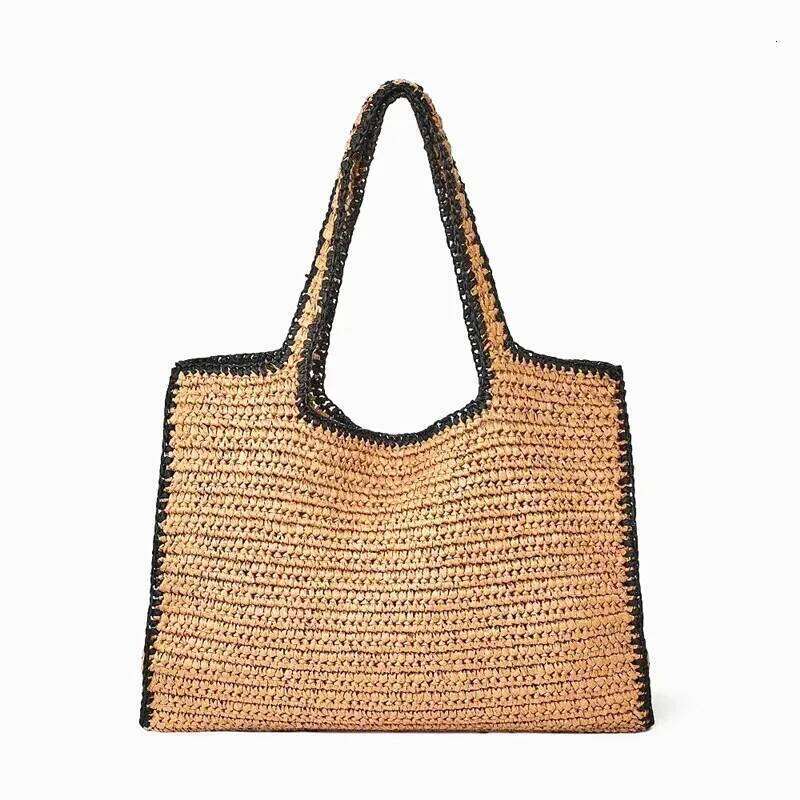 Simple shoulder grass woven bag, forest style casual versatile, large capacity beach bag